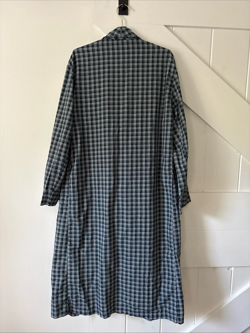 Polo Ralph Lauren Plaid Robe Navy Blue Green Cotton Shawl Collar S/M No Belt